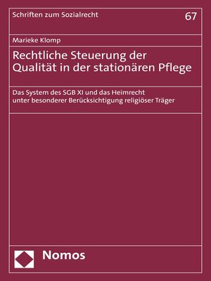 cover image of Rechtliche Steuerung der Qualität in der stationären Pflege